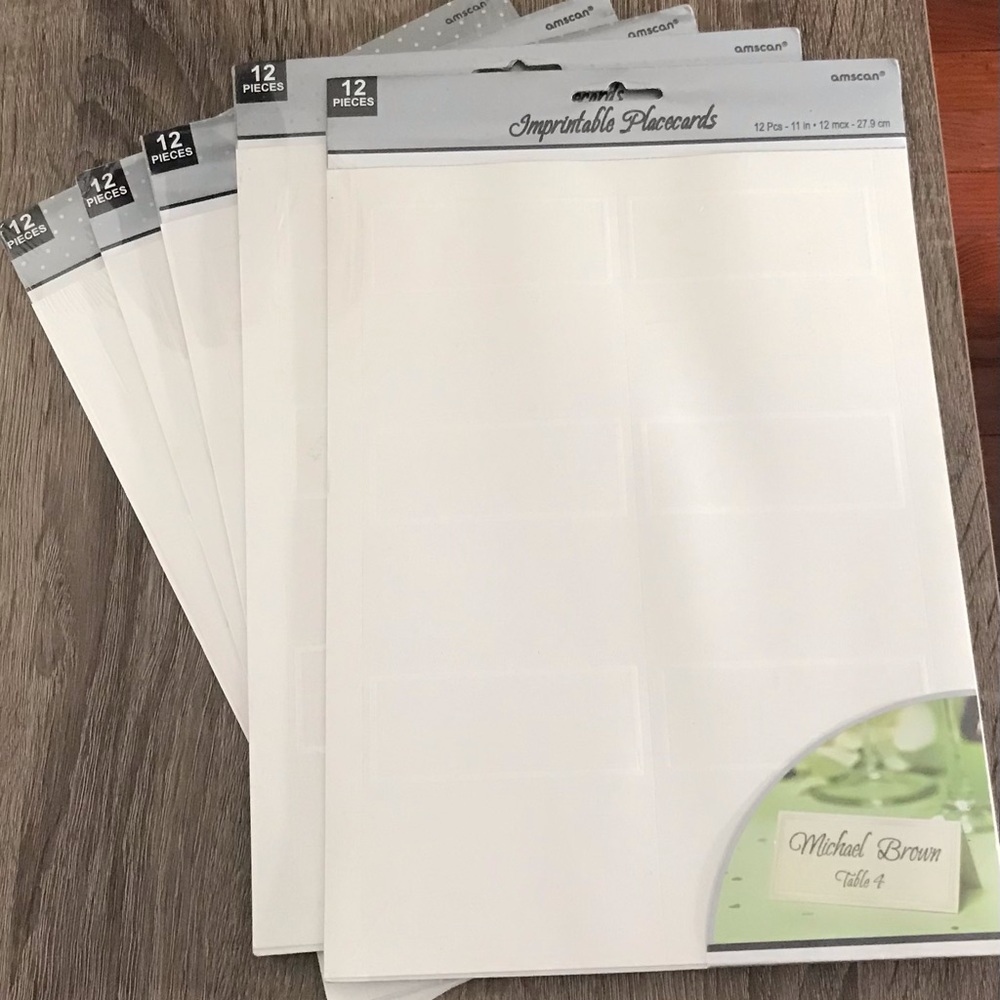 Printable place cards - 60 cards